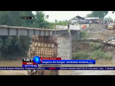 Tergerus Arus Sungai, Jembatan Baru Dibangun Ambruk di Brebes - NET24