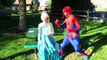 Spiderman & Frozen Elsa PRANK Maleficent & Pink Spidergirl! w/ Joker, Poison Ivy, Hulk, Me