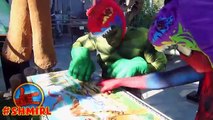 SPIDERMAN and HULK FUN with REAL DINOSAURS w/ Spiderman POO prank stealing T-Rex EGGS - Amazing FUN