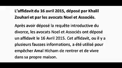 Preuves De Divorce (2). Affidavit du 16 avril 2015 de Khalil Zouhari, jugement du 17 avril 2015.