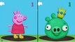 PEPPA PIG Meets Angry Birds KING PIG in game of Muddy Puddles Challenge - Play Doh Creations