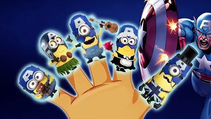 Finger Family CAPTAIN AMERICA MINIONS Blue Minions Song for Kids Nursery Rhymes Cookie Tv Video