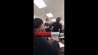 Damn: Teacher Gets Pushed To The Ground After A Male Student Tried To Fight A Female Student!