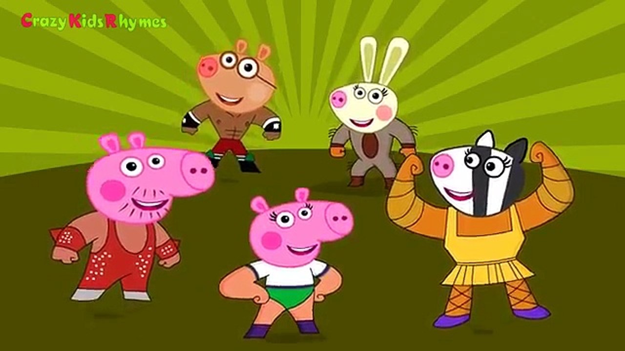 Finger Family Peppa Pig Cartoon with Mucha Lucha Finger Family Rhyme Kids Animation Rhymes Songs