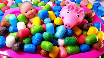 Play Cone Sticked with Water Peppa Pig & Baby Bath Time Learn Colors Play Doh Molds Nursery Rhymes-SIUCg1ZGYyg