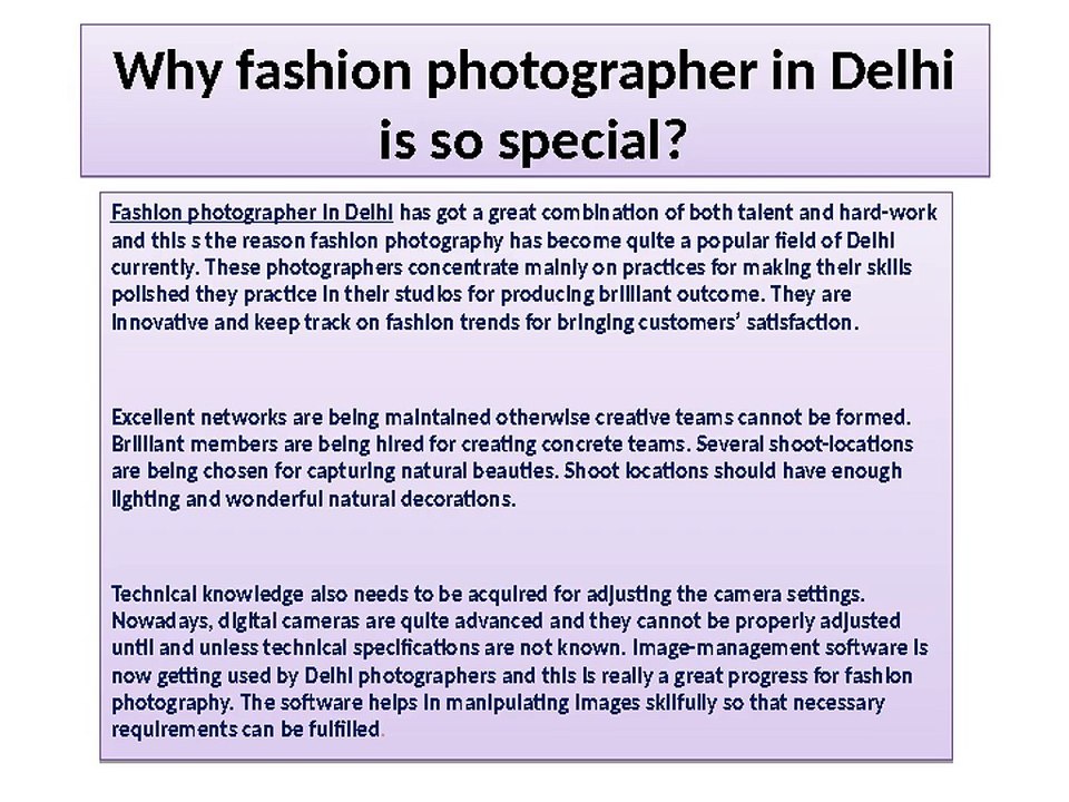 Why fashion photographer in Delhi is so special?
