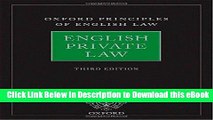 [Read Book] English Private Law (Oxford Principles of English Law) Mobi