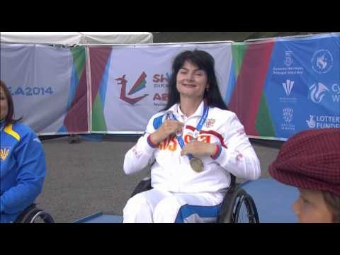Women's javelin F54 | Victory Ceremony | 2014 IPC Athletics European Championships Swansea