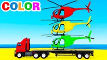 COLOR HELICOPTER on Truck & Spiderman Cars Cartoon for Kids & Colors for Children w Nursery Rhymes