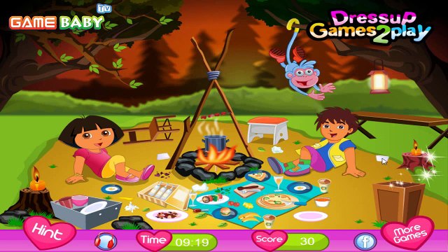 Game Baby Tv Episodes 54 Dora The Explorer Dora And Diego Camp Clean Up Games