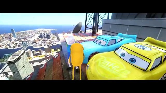 Финн и Джейк время приключений езда пользовательские желтый, голубой молния Маккуин Тачки! Потешки