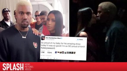 Kim Kardashian gibt Kanye einen "Glücks-Kuss" vor seiner Yeezy Season 5 Modenschau