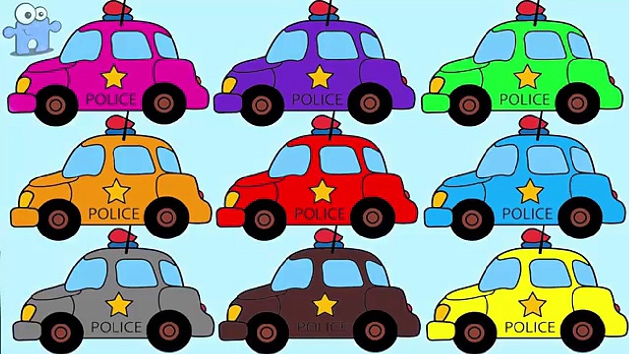 Police Car Learn Colors in English - Learning Colors with Street Vehicles - Coloured Cars