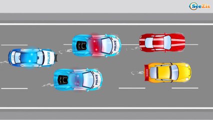 Mavi Polis arabası ve Ambulans - Akıllı Arabalar çizgi filmi - Türkçe İzle