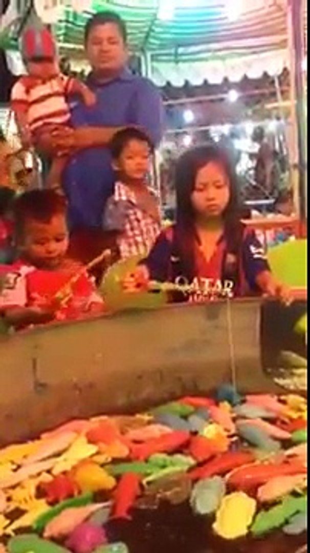 Kids Cast Net Fishing - Cambodian Traditional Fishing,