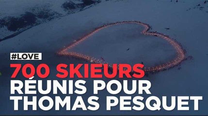A Méribel, des skieurs forment un coeur géant pour Thomas Pesquet