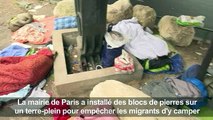Migrants : à Paris, des blocs de pierre anti-campement