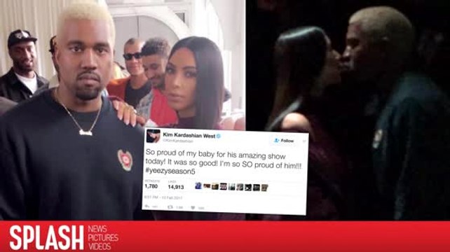 Kim Kardashian Shares 'Good Luck' Kiss With Kanye, Expresses Pride For Yeezy Season 5
