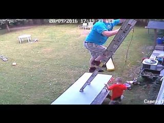 Man Tries to Clean Gutters on Precarious Ladder, the Inevitable Happens