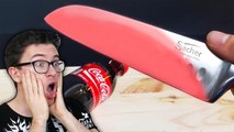 EXPERIMENT Glowing 1000 degree KNIFE VS COCA COLA