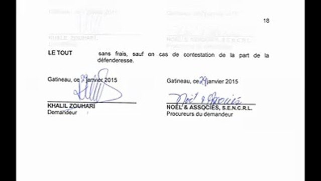 Preuves de divorce Un (1). La requête Introductive du divorce du 29 janvier 2015.