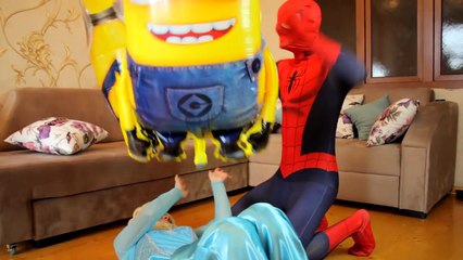 Spiderman vs Pink Spidergirl! w/ Frozen Elsa, Bad Baby Joker Girl, Superman, Batman & Arie