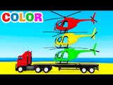 COLOR HELICOPTER on Truck   Spiderman Cars Cartoon for Kids   Colors for Children w Nursery Rhymes