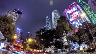 Hong Kong. A Night Walk Around Central District and its Amazing Buildings