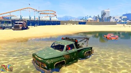 Spiderman Save McQueen in Truble Transporter Towtruck Fun Children Cartoon Nursery Rhymes Songs