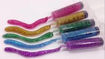 DIY How To Make Colors Glitter Powder Glue Slime Water Balloons Syringe Learn Colors Sli