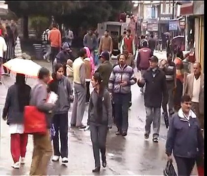 Tourist Enjoying The Rain at Mall Road Shimla - Himachal Pradesh