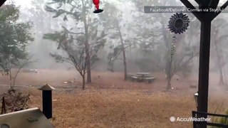 North Carolina resident records as backyard is hammered