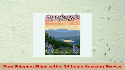 Adirondacks Mountains  Lake Placid New York  Bears and Spring Flowers 24x36 Giclee bb243b63