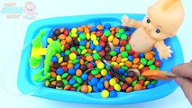 Baby Doll Bath Time Learn Colors M&Ms Skittles Candy Surprise Toys The Good Dinosaur