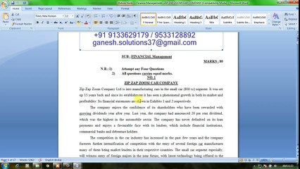 Finance Management - ZIP ZAP ZOOM CAR COMPANY