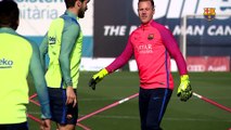 FC Barcelona training session: FC Barcelona trying to get a leg up on Leganés
