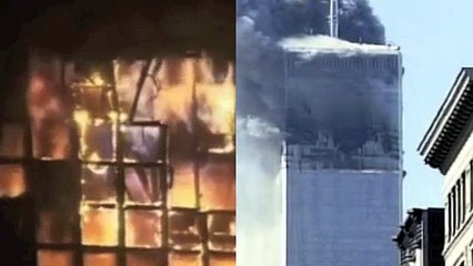 WTC1 and Madrid tower - moments before collapse