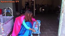 BURIED ALIVE Spiderman vs Frozen Elsa Baby Pink Spidergirl Joker Family Fun Superhero movi