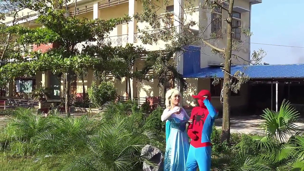 Spiderman vs Joker kidnap Frozen Elsa blackmail Fun Superheroes movie in real life