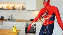 Spiderman meets Pikachu vs Pokemon Go! Super Heroes in Real Life