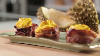 Durian in Bacon Cups