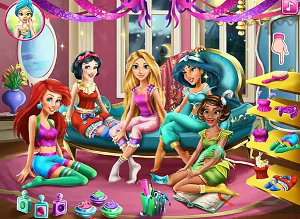 Disney Princess Games - Disney Princesses Pyjama Party – Rapunzel Ariel Snow White Jasmine