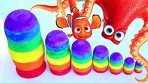 DISNEY FINDING DORY NEMO STACKING CUPS NESTING TOYS SURPRISE WITH BAD BABY MONSTER - LEARN