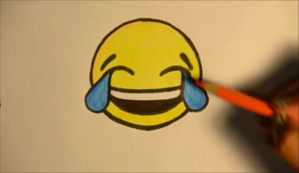 Como dibujar el emoticon que llora de risa