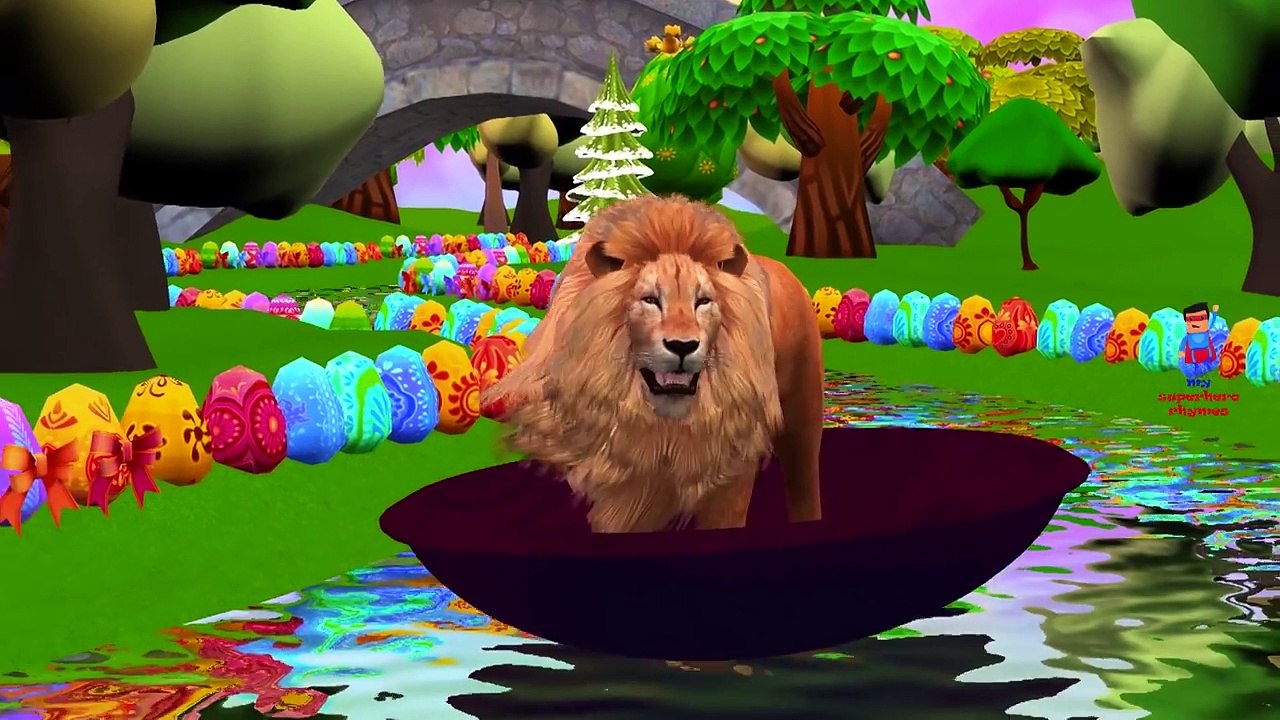 Lion Cartoon Singing Finger Family Rhymes And Row Row Row Your Boat Children Nursery Rhyme