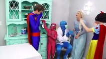 Superman Kissing Frozen Elsa. Little Evil with scissors - Funny Superhero Movie in Real Li