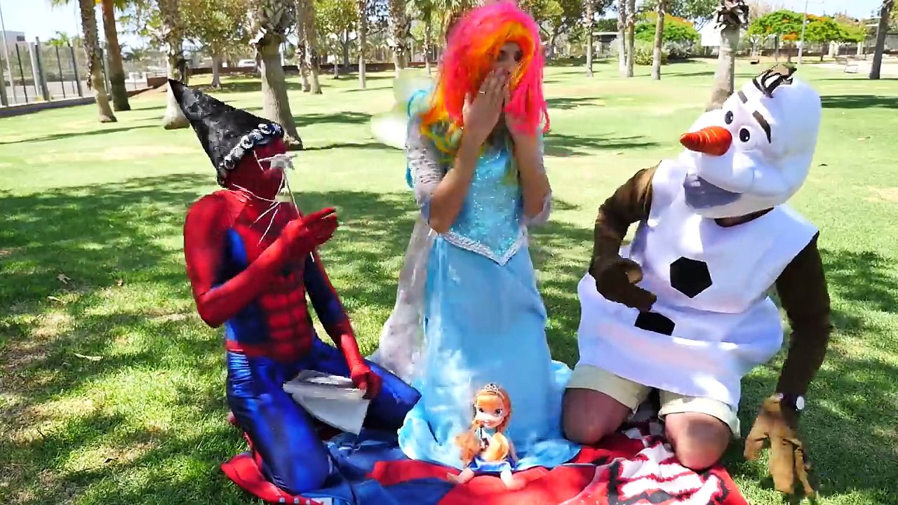 Frozen Elsa vs Joker Girl w Baby Frozen, Spiderman vs Joker & Maleficent! Superhero Fun