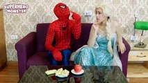Congelados Elsa BRUTO BOCA BROMA! w/ Spiderman Batman Joker Divertida Película de Superhéroes En la Real Lif