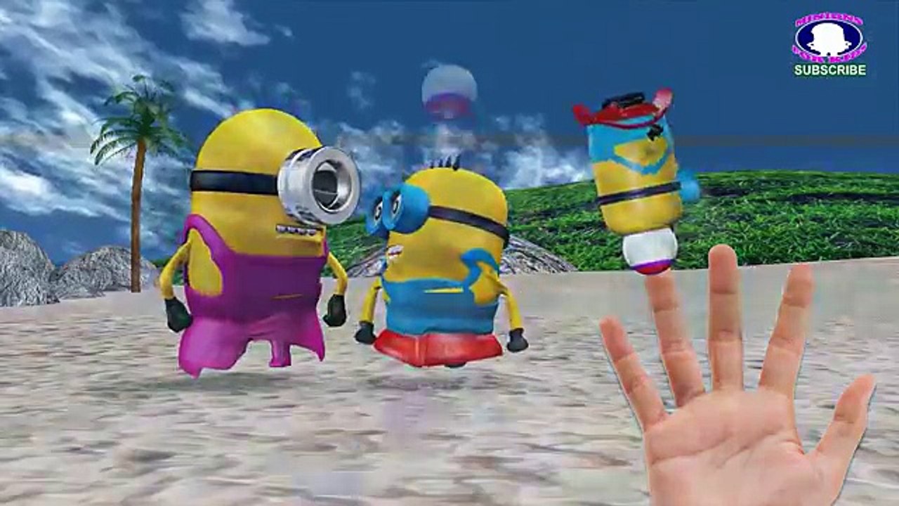 Minions Banana Dryer Minions Funny Cartoon ~ Spiderman Finger Family Songs Nursery Rhymes