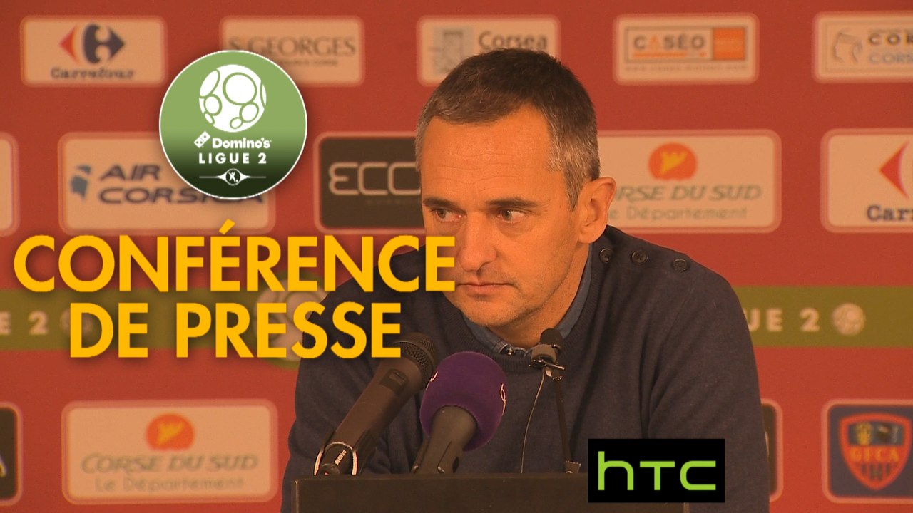 Conférence de presse Gazélec FC Ajaccio - Chamois Niortais (1-0) : Jean-Luc VANNUCHI (GFCA) - Denis RENAUD (CNFC) - 2016/2017